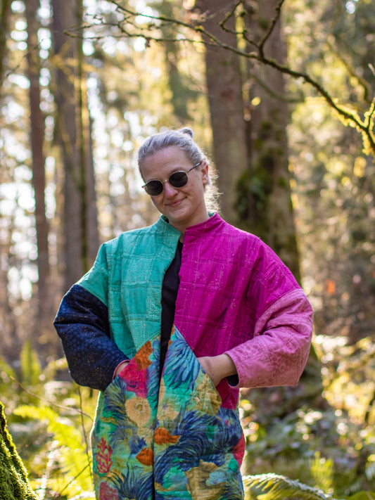 "reefy vintage" handmade quilted coat | completed, ready-to-ship quilted coat