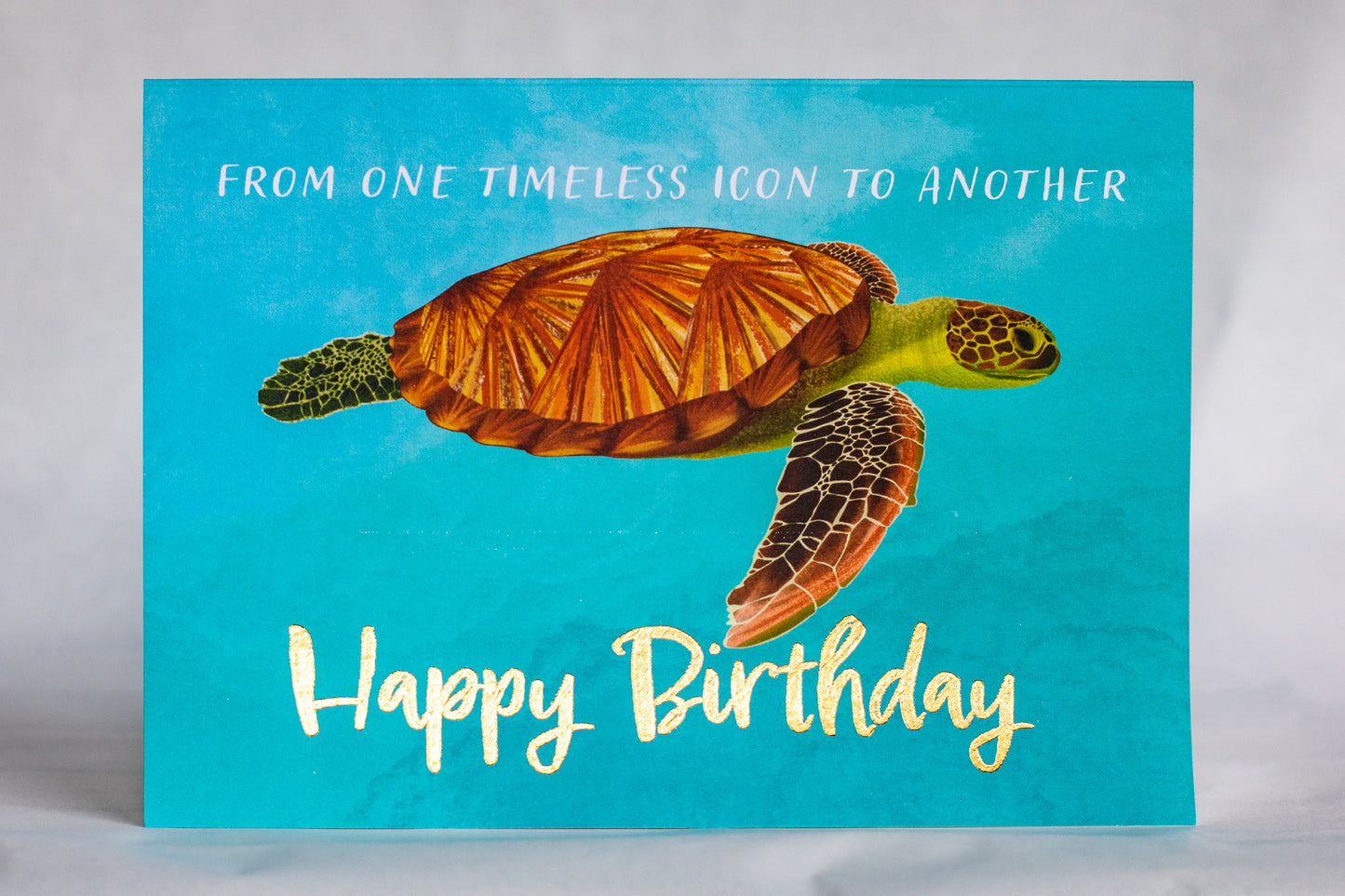 funny sea turtle birthday card | foiled happy birthday card