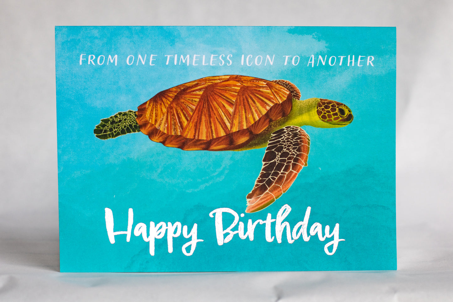 funny sea turtle birthday card | foiled happy birthday card