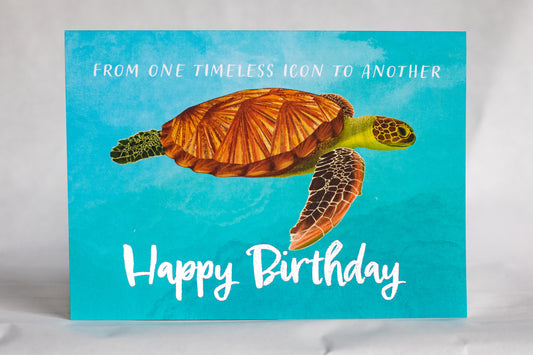 funny sea turtle birthday card | foiled happy birthday card
