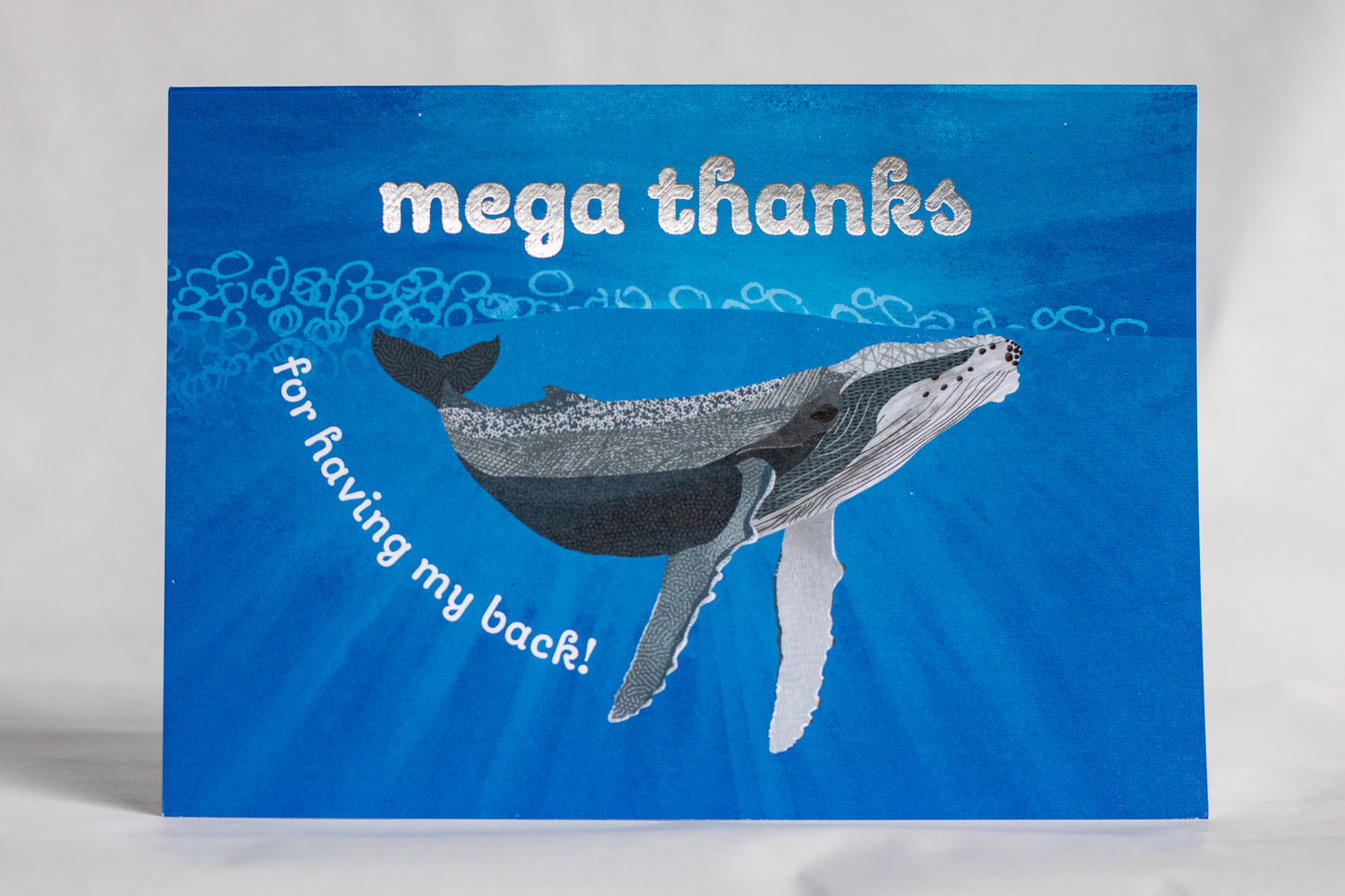 mega thanks for having my back card | foiled punny greeting card