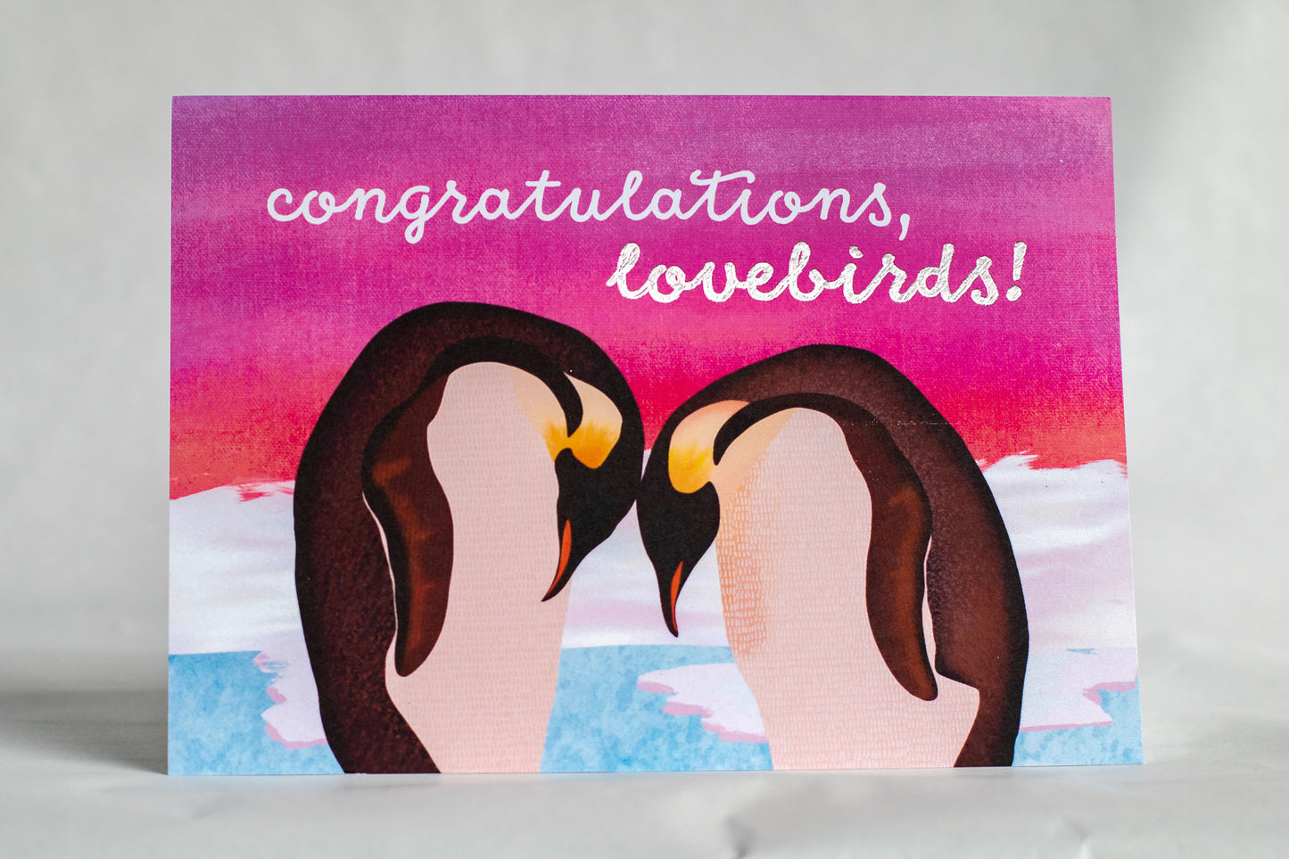 congratulations lovebirds card | foiled punny penguin greeting card