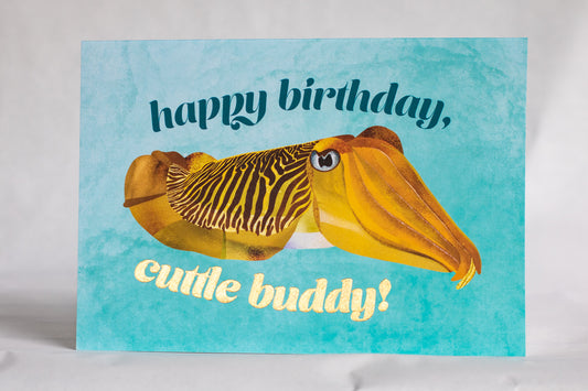 punny cuttlefish birthday card | foiled birthday card