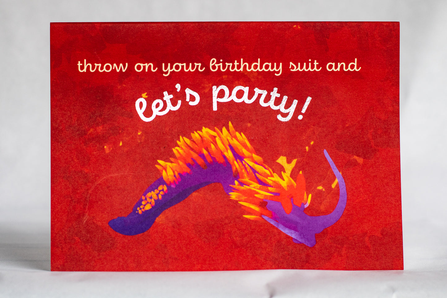 funny birthday suit card | punny nudibranch foiled greeting card