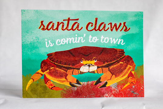 santa claws is comin' to town | punny ocean holiday card