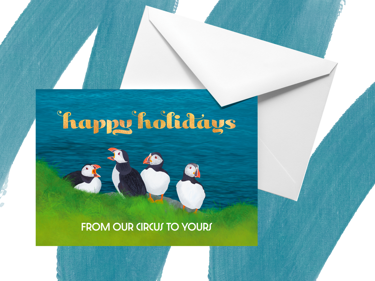 multi-pack 2022 punny ocean holiday greeting cards (4, 8 or 12)