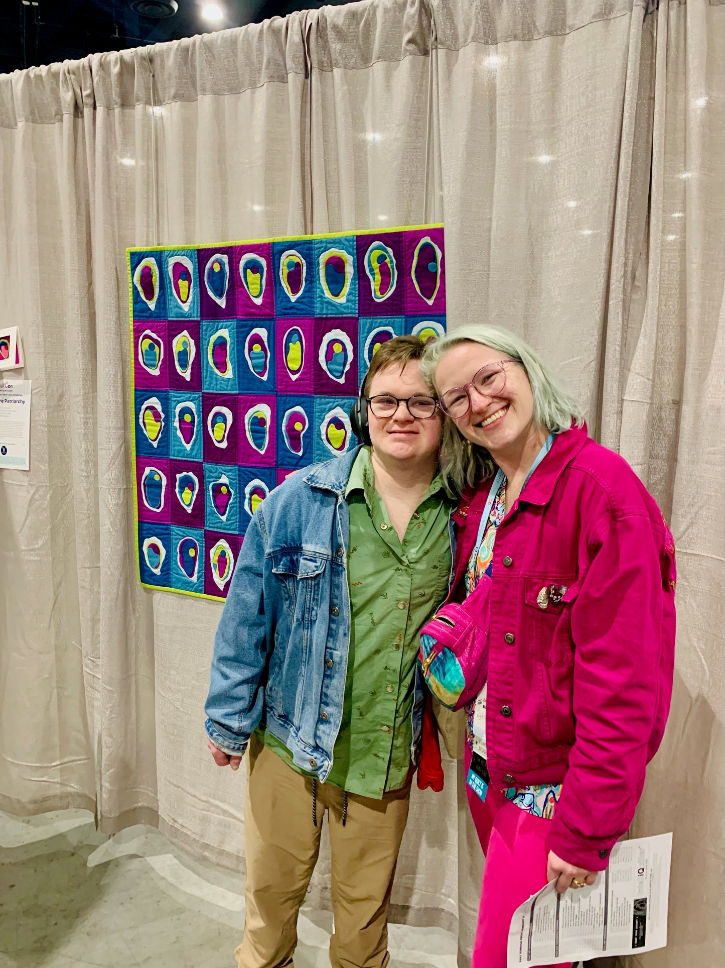 "Shuck The Patriarchy" hand appliquéd improv oyster quilt