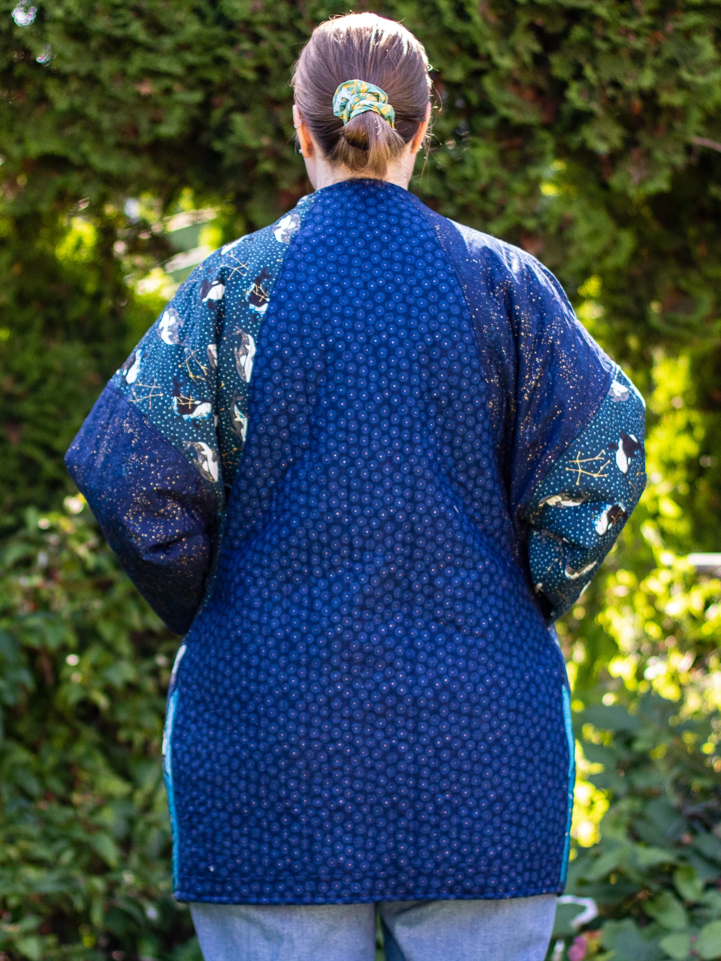 "cosmically senseational" handmade quilted coat | completed, ready-to-ship quilted coat