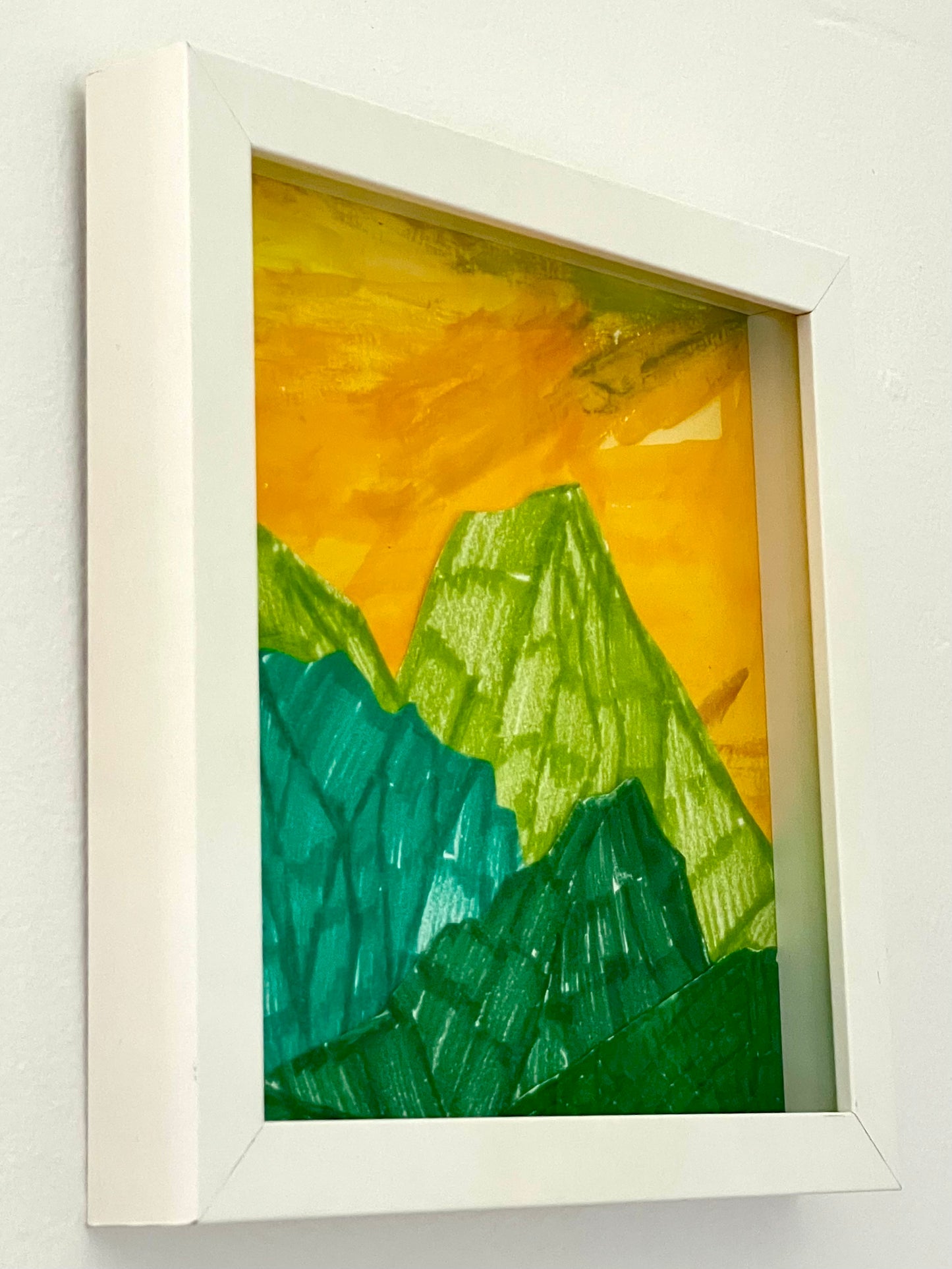 framed original multimedia abstract mountainscape collage no. 01