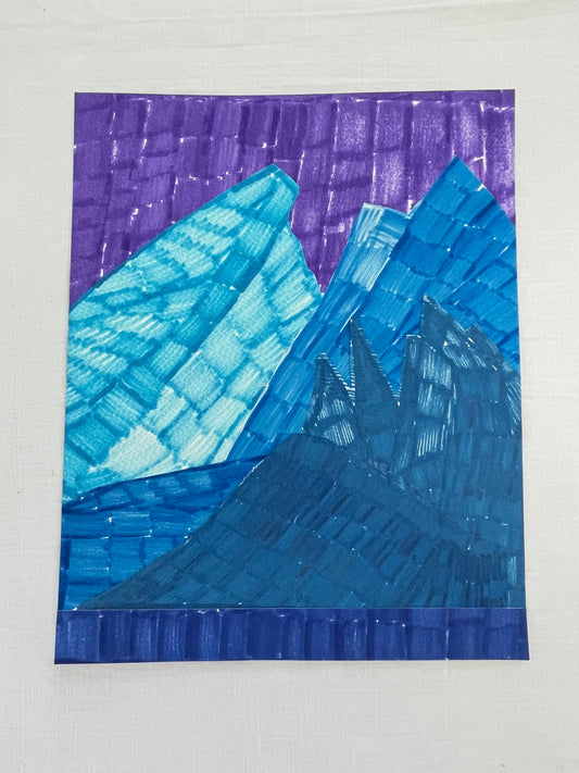 medium original abstract mountainscape collage no. 09