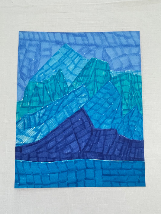 medium original abstract mountainscape collage no. 12