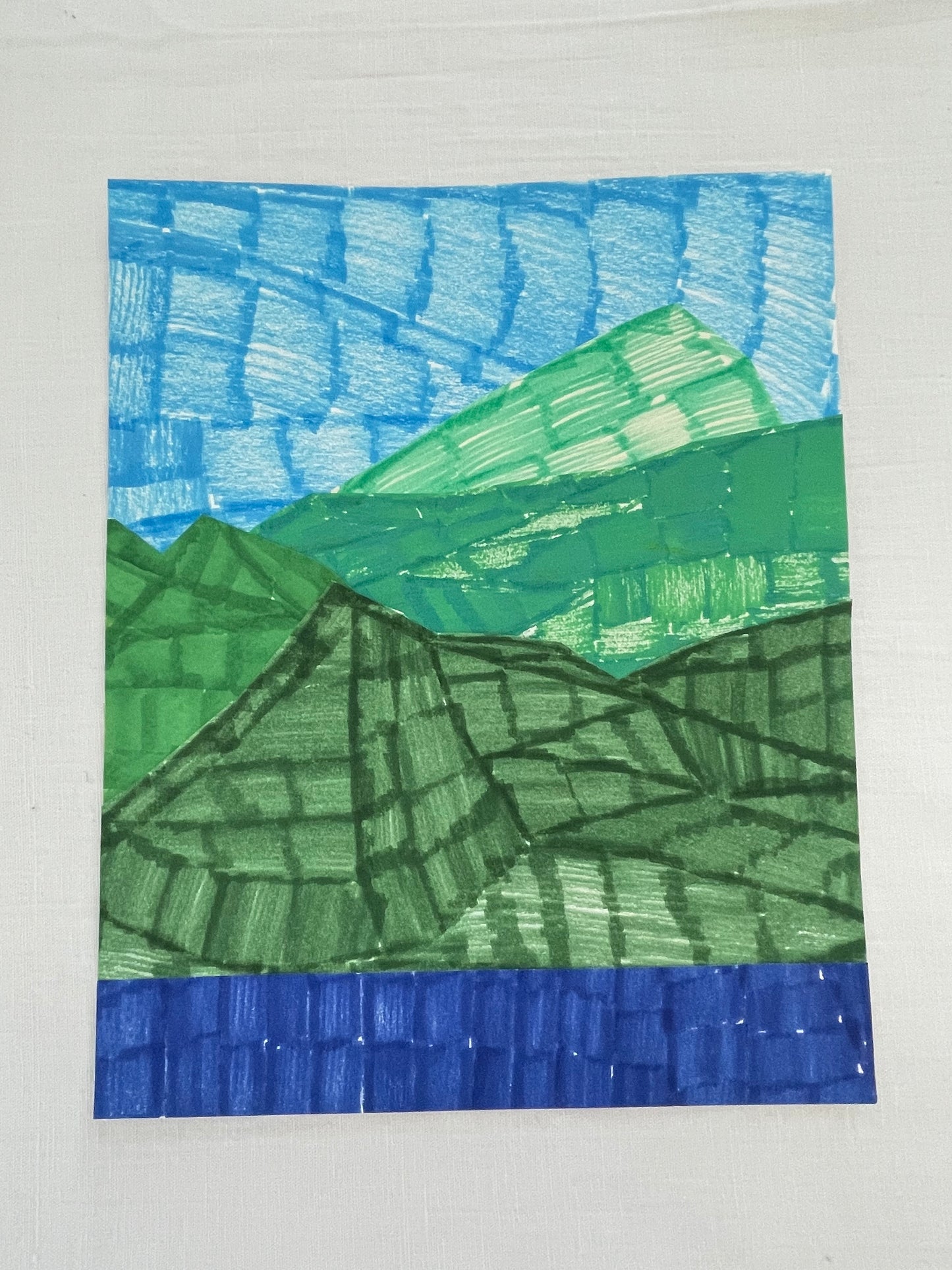 medium original abstract mountainscape collage no. 17