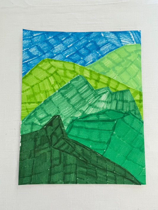 medium original abstract mountainscape collage no. 18