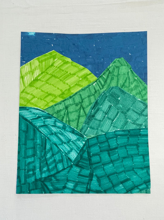 medium original abstract mountainscape collage no. 20