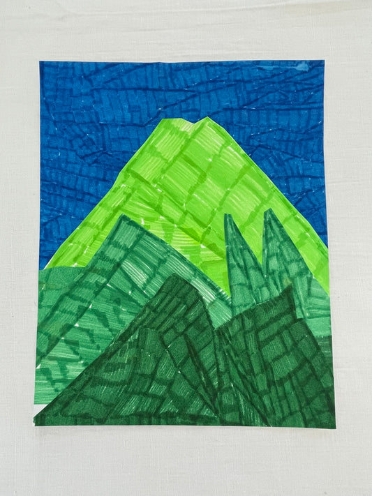 medium original abstract mountainscape collage no. 21