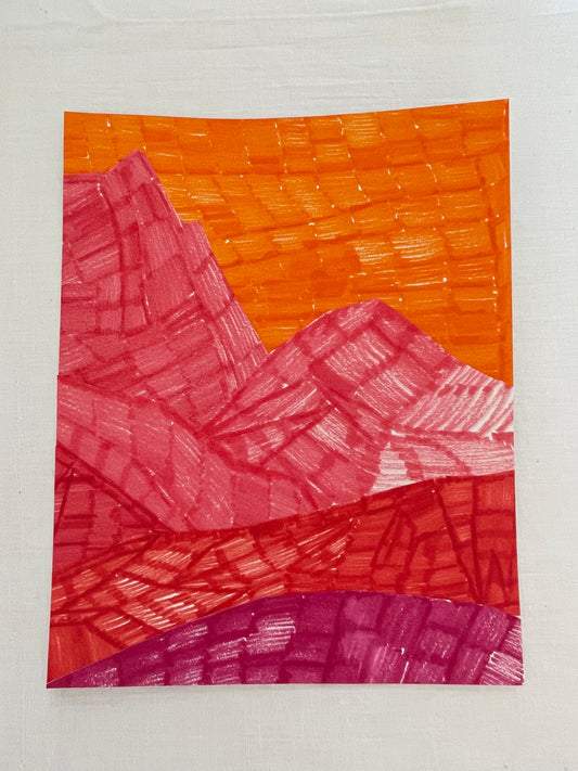 medium original abstract mountainscape collage no. 31