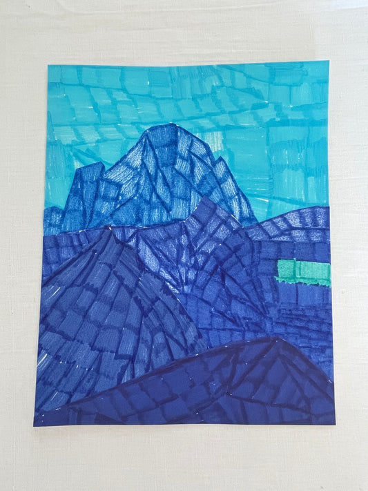 medium original abstract mountainscape collage no. 36