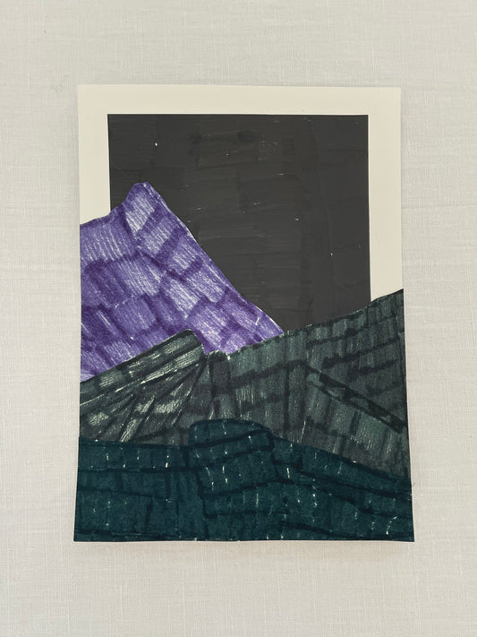 small original abstract nighttime mountainscape collage no. 01