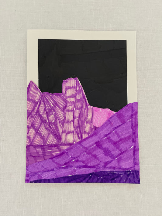 small original abstract nighttime mountainscape collage no. 02