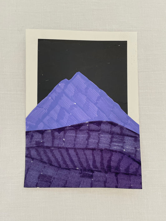 small original abstract nighttime mountainscape collage no. 03