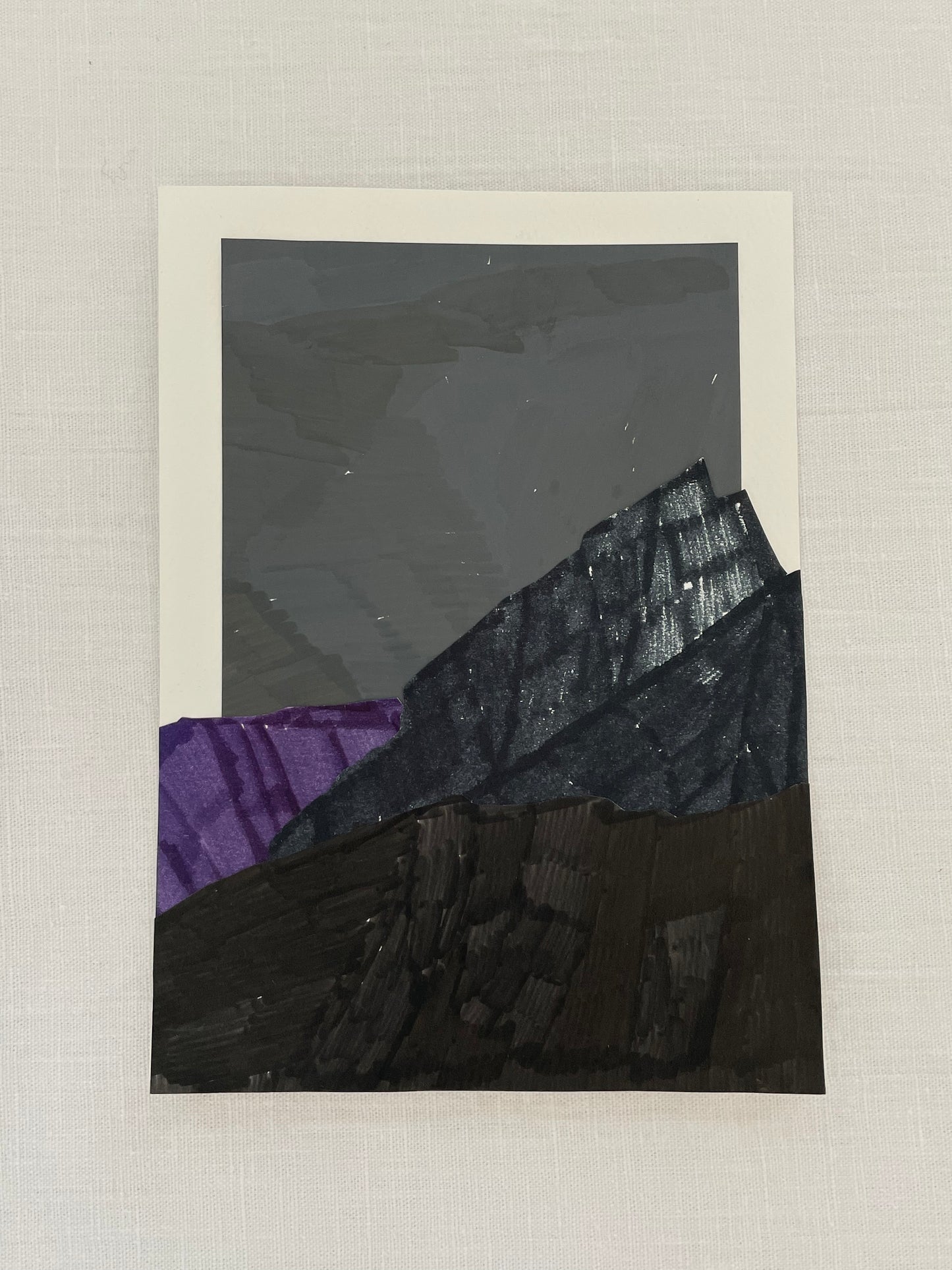 small original abstract nighttime mountainscape collage no. 05