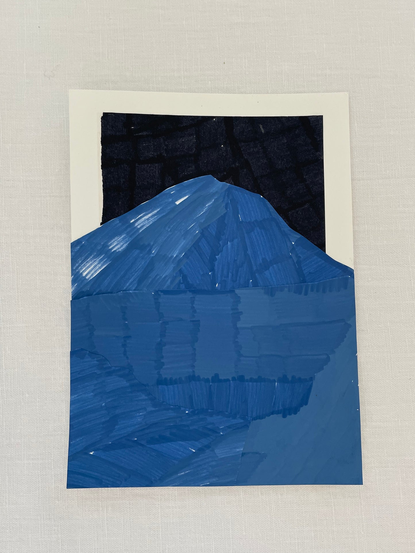 small original abstract nighttime mountainscape collage no. 07