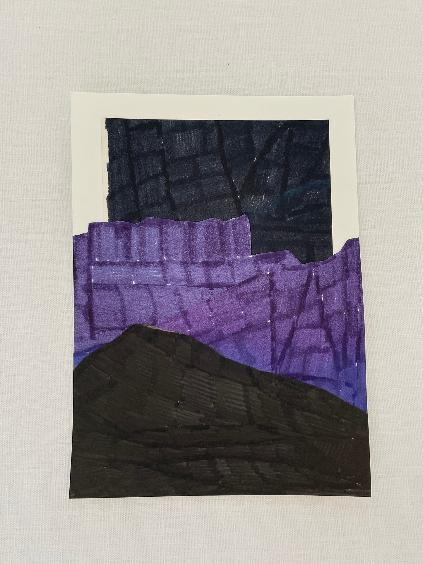 small original abstract nighttime mountainscape collage no. 09