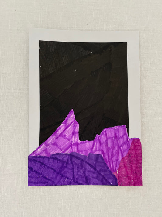 small original abstract nighttime mountainscape collage no. 13