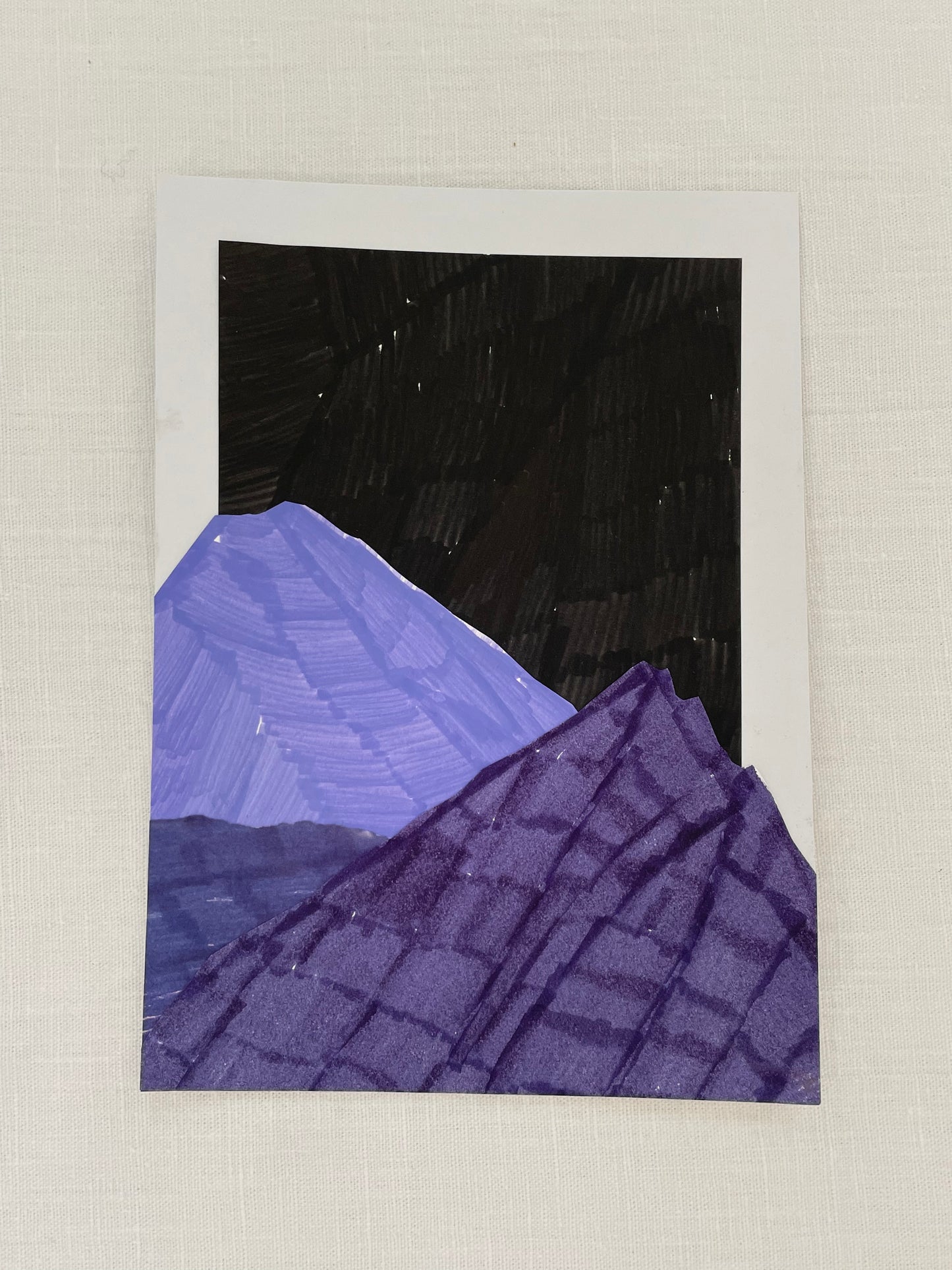 small original abstract nighttime mountainscape collage no. 15