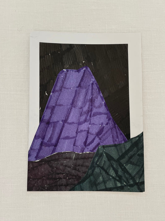 small original abstract nighttime mountainscape collage no. 16