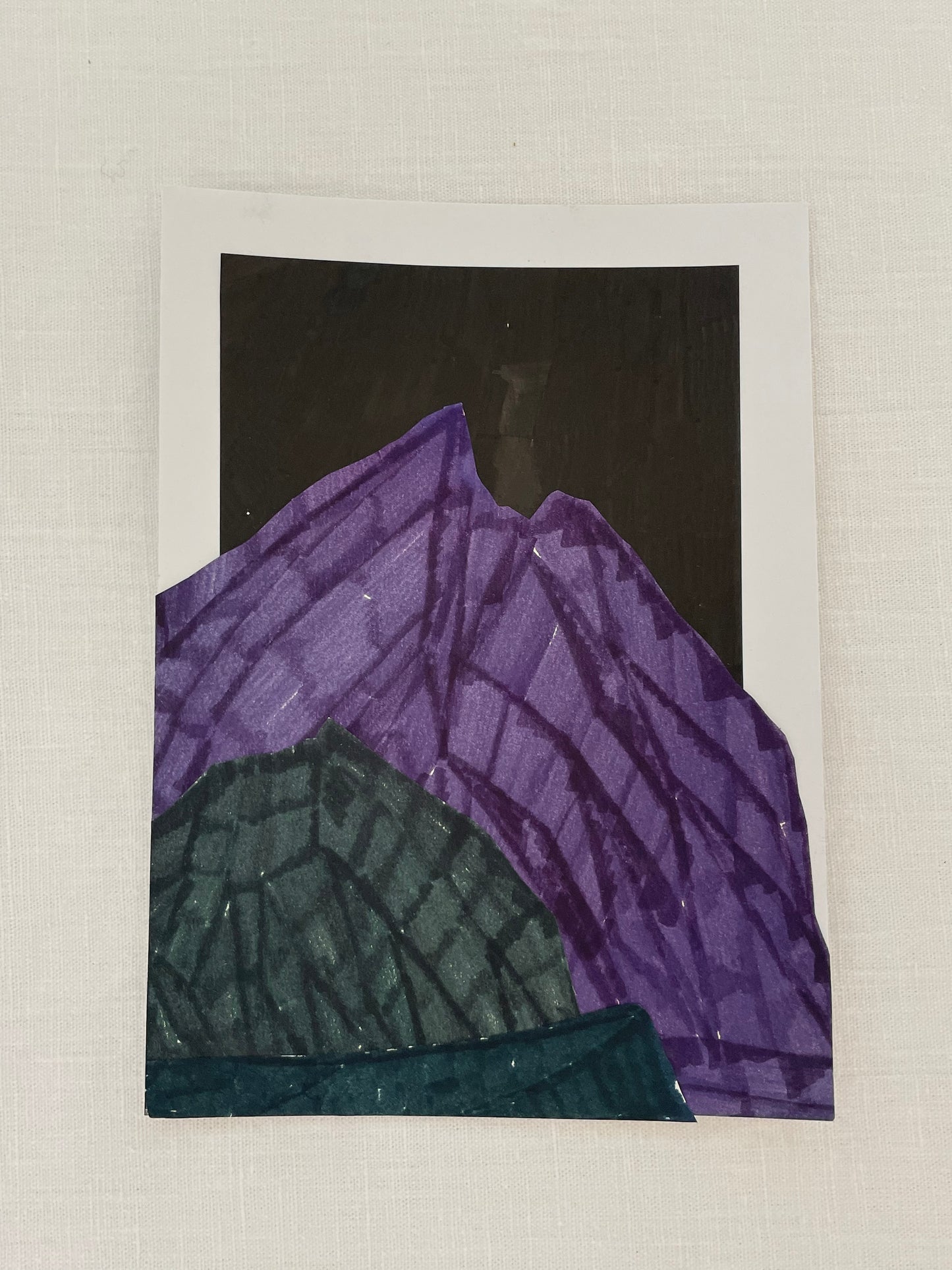 small original abstract nighttime mountainscape collage no. 17