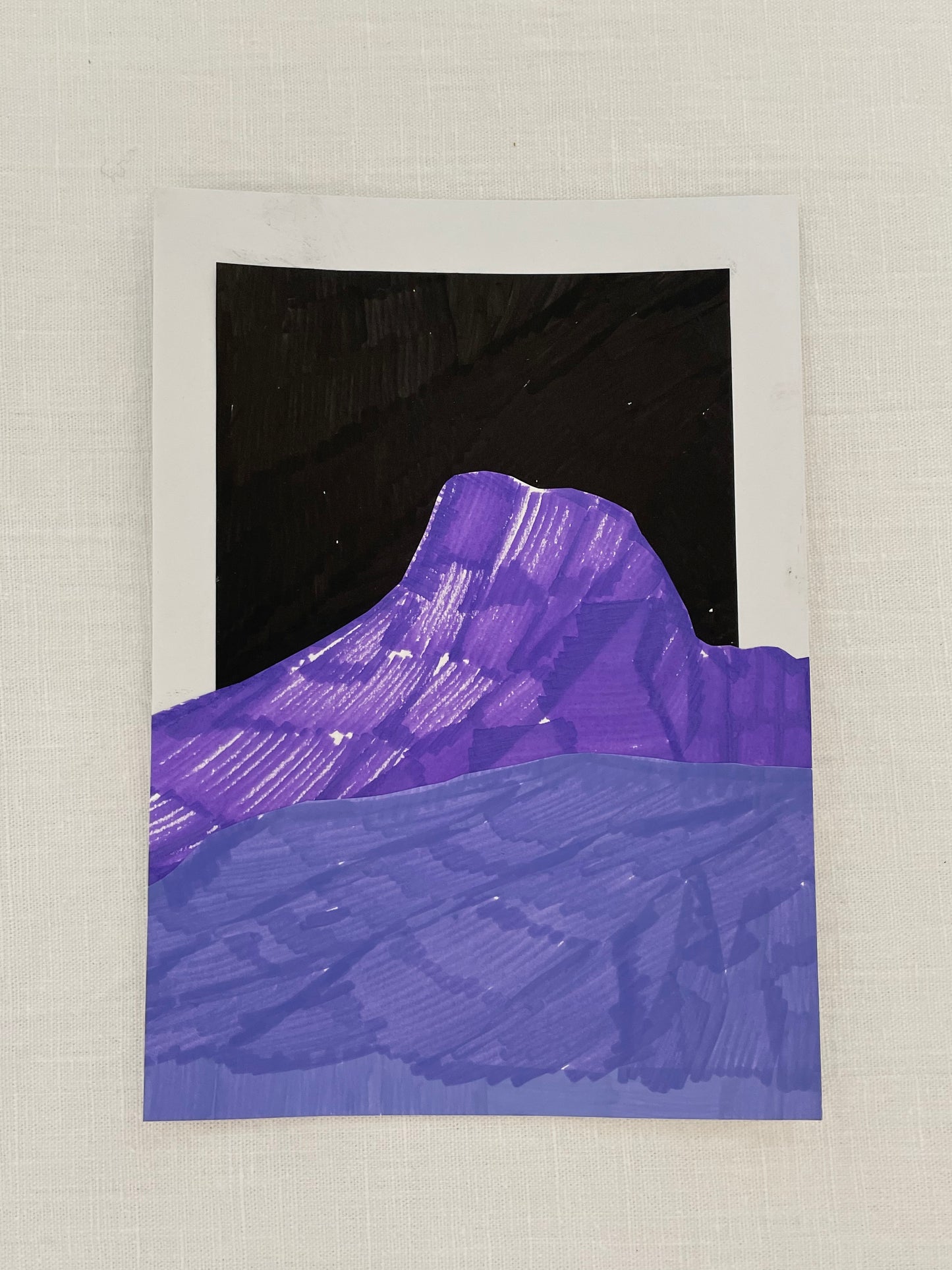 small original abstract nighttime mountainscape collage no. 18