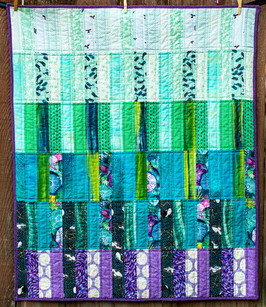 "seasonally cool" modern coastal quilt | handmade, completed lap quilt or baby crib quilt