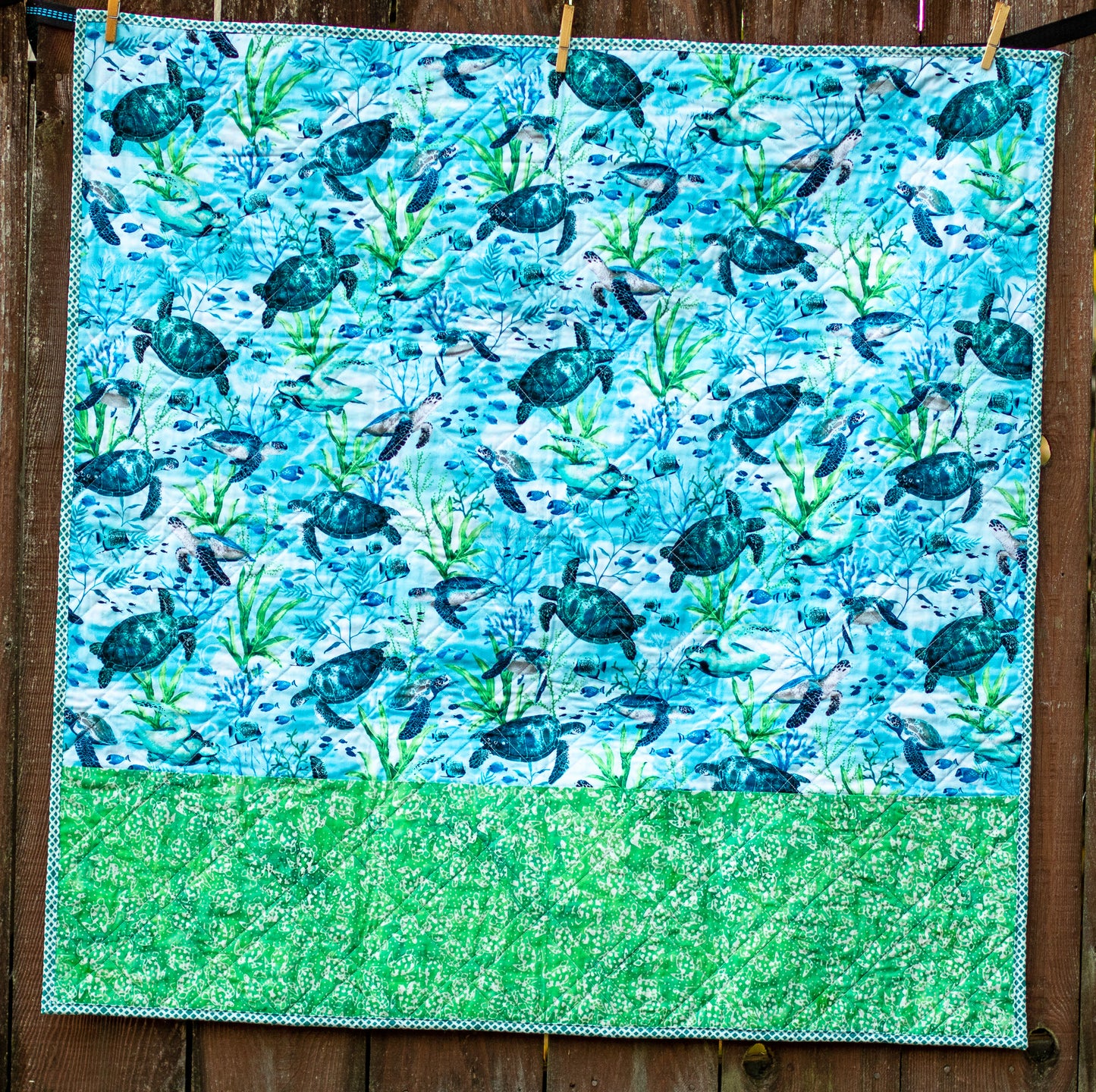 "you're turtley cute" modern lap or baby quilt | handmade, completed crib quilt