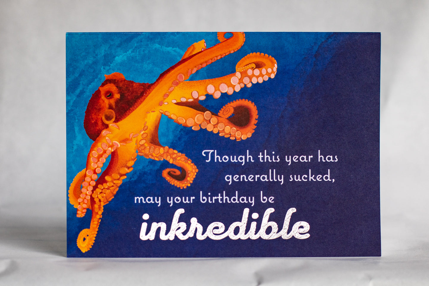 punny octopus birthday card | foiled birthday card