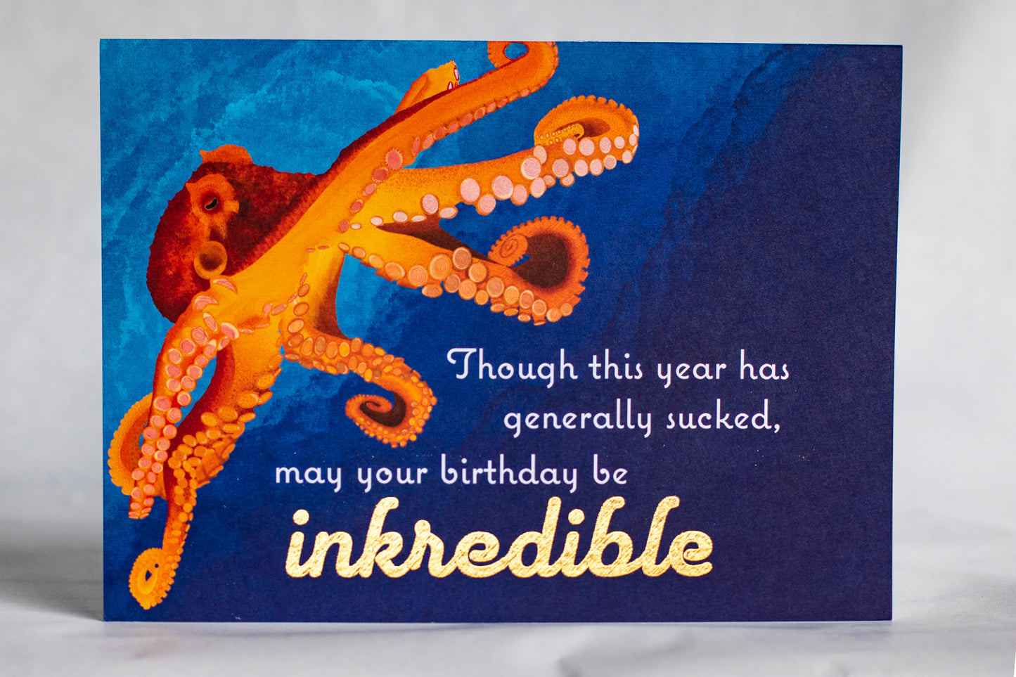 punny octopus birthday card | foiled birthday card