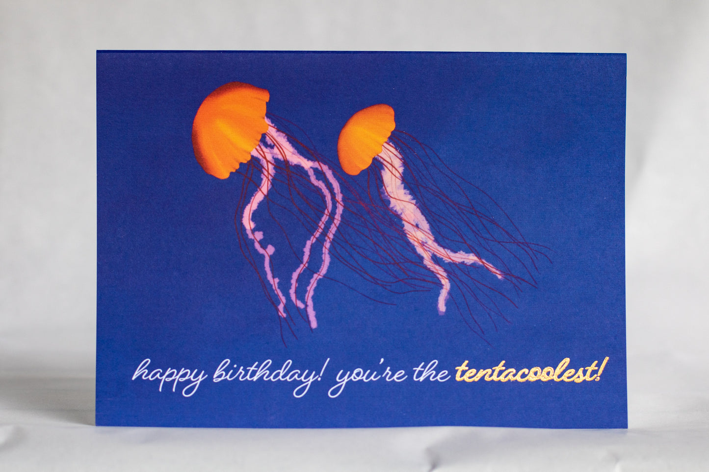 punny jellyfish birthday card | foiled happy birthday card