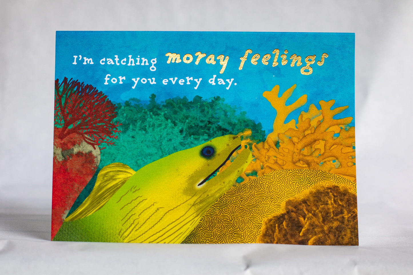 punny romance card | foiled moray eel greeting card