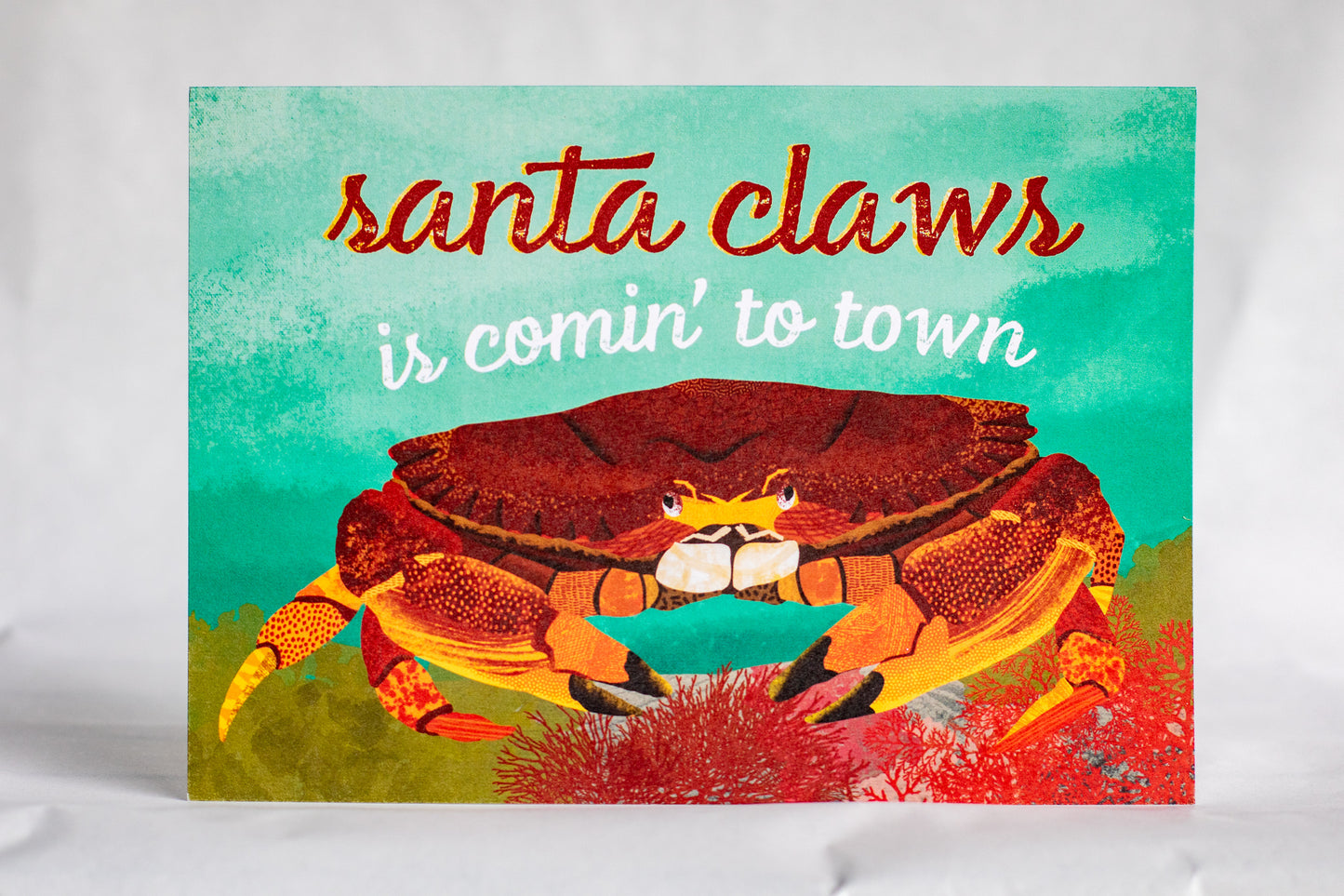 multi-pack santa claws is comin' to town punny ocean holiday greeting cards  (4, 8 or 12)