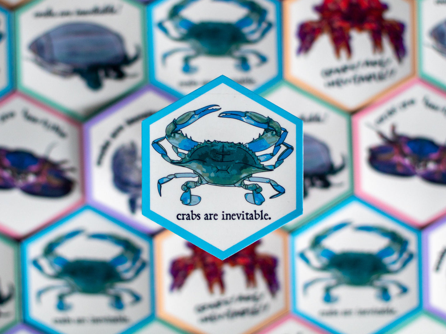 crabs are inevitable sticker, carcinization sticker (waterproof vinyl)