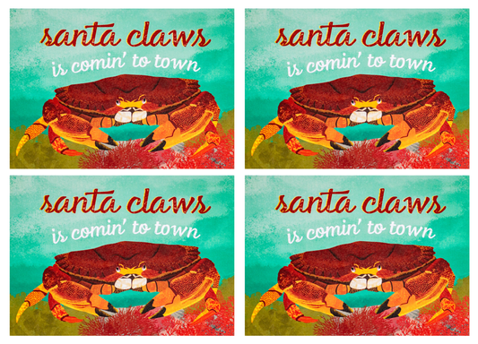 multi-pack santa claws is comin' to town punny ocean holiday greeting cards  (4, 8 or 12)